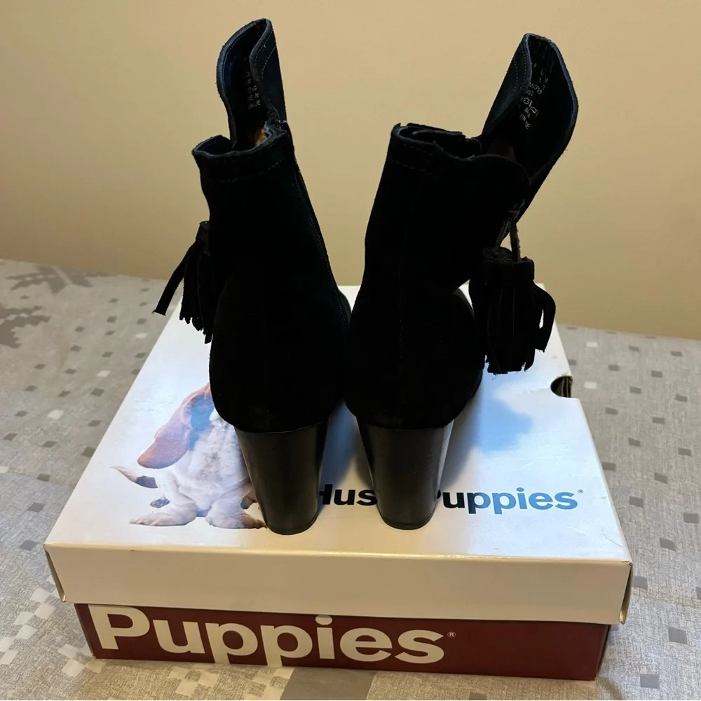 Hush Puppies Daisie Billie Suede Tassel Ankle Boot Black - Picture 6 of 6
